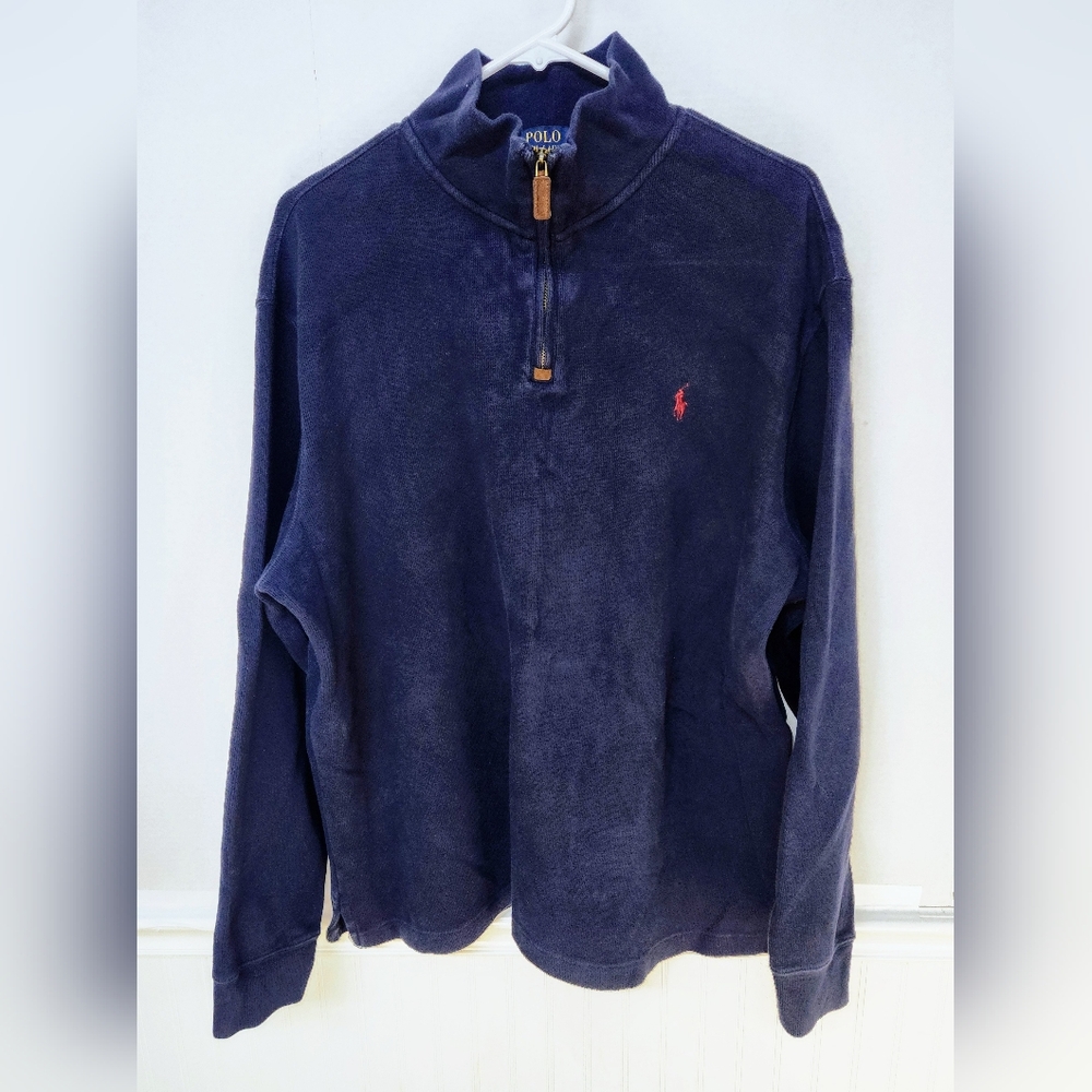 Polo Ralph Lauren Mens 1/4 Zip Navy Blue Size XL Sweater Preppy Designer 0118